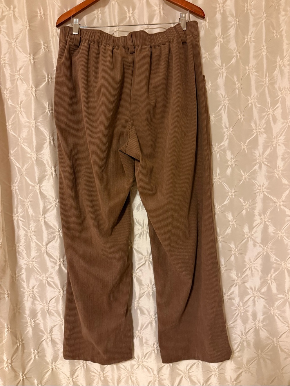 HALARA High Waisted Corduroy Pleated Straight Pants Acorn Brown Relaxed Trousers - Picture 5 of 12